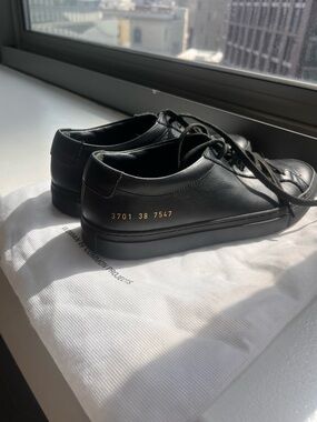 Woman by Common Projects Black Leather Low-Top Sneakers - original Achilles 3701